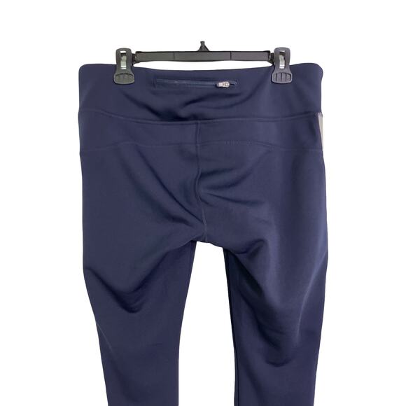 Athleta Navy Fleece Lined Leggings Reflective Stripe Pockets Size Large - Picture 5 of 12